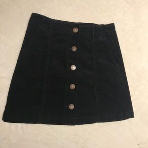 Black corduroy button up skirt